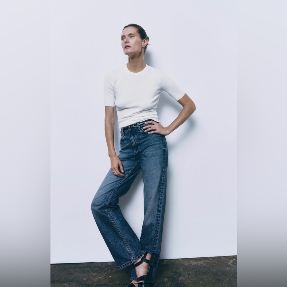 Zara White Basic Knit Sweater